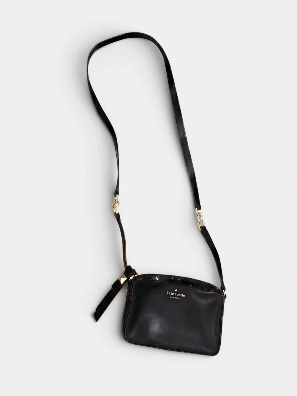 Kate Spade Highliner Clover Black Leather Crossbody Bag with Storybook Lining